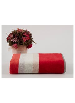 Buy Towel Cross Stripe 500 Gsm 100% Cotton Terry -Cross Stripe Design1 Hand  50X90 CmLuxury Touch Extra Absorbent-Red in UAE