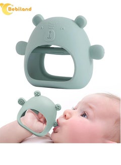 Buy Silicone Teething Mitten with Cute Bear Shape, BPA-Free and Anti-Drop Teether Toy for Baby Soothing Teething Pain Relief, Green in Saudi Arabia