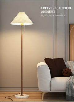 Buy Solid Wood Living Room Pole Lighting Modern Pleated Aesthetic Floor Lamp  3 Colors Brightness Work Lamp Modern Tall Standing Hanging Light for Living Room Bedroom Reading in UAE