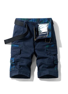 Buy Summer Mens Straight Leg Cargo Shorts Japanese Style Dark blue in Saudi Arabia