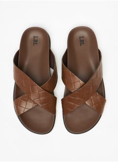 Buy Textured Slip-On Arabic Sandals in UAE