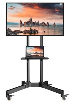 اشتري Rolling TV Cart for 32"-65" Screens: Mobile Stand with Height Adjustment and 132 lbs Capacity في الامارات