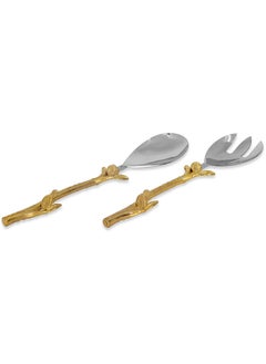 Buy 2-Piece Leaf Salad Server Set, Silver & Gold in UAE