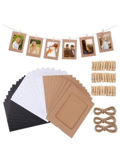 Buy Paper Photo Frame Set with Wooden Clip and String for 5 x 3.5 inches Photos, 30PCS/Set Wall Photo Frame Hanging Picture Album Party Decoration (Multicolor) in UAE