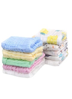 Buy Baby Muslin Washcloths, 30*30 cm 6 Layers Cotton Baby Muslin Squares, Reusable Soft Natural Organic Cotton Face Towels For Baby Wiping Bathing Feeding Towel (Random Color & Patterns) 10 Packs in UAE