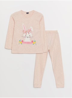 اشتري Crew Neck Printed Long Sleeve Girl Pajama Set في مصر