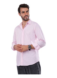 اشتري Coup Regular Fit Strip Shirt For Men Color Pink في مصر