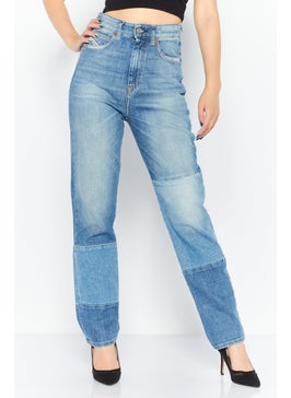 اشتري Women D-Eiselle Straight High Waist Wash Stretchable Denim, Blue في الامارات