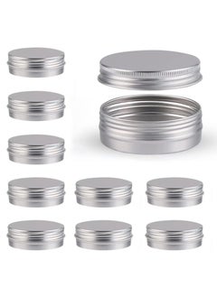 Buy 10 Pcs Aluminum Round Cans with Lid, 30ml Metal Tins Food Candle Containers with Screw Tops for Crafts, Food Storage, DIY Silver in UAE