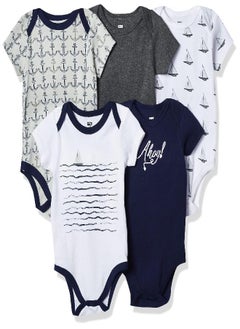 Buy Hudson Baby Unisex Baby Cotton Bodysuits Sailboat, 3-6 Months in UAE