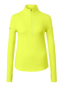 Buy Women Slim Fit Solid Long Sleeve Training Sweatshirts, Neon Yellow in UAE