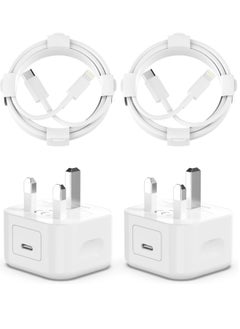 Buy [MFi Certified] 2Pack 20W PD USB C Wall Charger Adapter with iPhone Fast Charger Plug with 2Pack 6FT USB C Lightning Cable Fast Charging Lead for iPhone 14 13 12 11 Max/Pro Mini and More-White in UAE