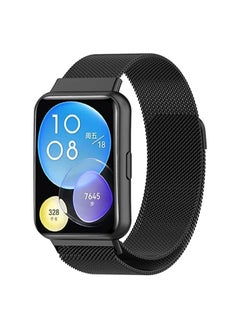 اشتري Strap Compatible with Huawei Watch Fit 2 Strap Milanese Steel Watch Band Magnetic Bracelet Strap/(Black) في مصر