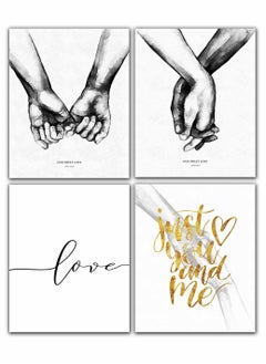 Buy Pinky Promise, Holding Hands Minimalist Abstract Line Drawing Art, Black and White Wall Art For Bedroom and Home Decor, Modern Boho Art Print Poster 8x10 Unframed Set of 4 Prints in UAE