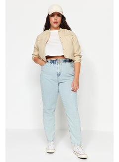 Buy Blue High Waist Mom Jeans with Elastic WaistTBBSS22JE00009. in Egypt