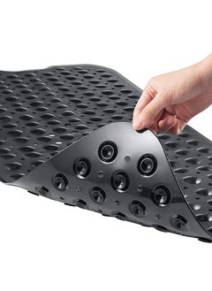 Buy Non-Slip Bath Tub Shower Mat with Suction Cups and Drain Holes, 40x16in, ( Black ) in UAE