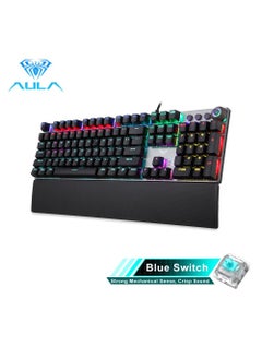 Buy Mechanical Gaming Keyboard NKRO with Wrist Rest RGB Backlit Volume/Lighting Control Knob Fully Programmable 108-Keys Anti-Ghosting Wired Computer Keyboards for Office/Games, Blue Switch in UAE