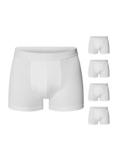 Buy Pack of 5 anti-bacterial boxers, White in Saudi Arabia