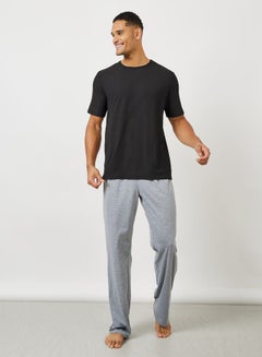 Buy Ribbed Round Neck T-Shirt & Pyjama Set in Saudi Arabia