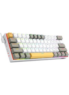 اشتري Draconic Pro 60% Wired/2.4G/BT Mech Gaming Keyboard, RGB Backlighting, Dust-Proof Brown Switch, 61 Keys, Built-in Rechargeable Battery, USB Type C, Yellow-White-Grey (K530-YL&WT&GY-RGB-PRO) في الامارات