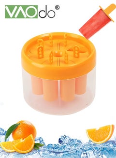 Buy 8PCS Ice Cream Molds Easy Release Popsicles Molds with Round Ice Holder Reusable BPA Free Popsicle Maker for Kids DIY Homemade Popsicles Ice Pop Molds Orange in UAE
