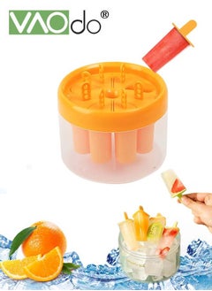 Buy 8PCS Ice Cream Molds Easy Release Popsicles Molds with Round Ice Holder Reusable BPA Free Popsicle Maker for Kids DIY Homemade Popsicles Ice Pop Molds Orange in UAE