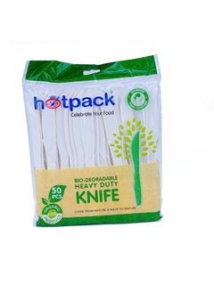 Buy Hotpack Disposable Bio-Degradable Eco-Friendly Cutlery Heavy Duty Knife 50 Pieces in UAE