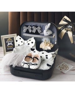 Buy Baby High end Gift Box Little Princess Black Gold Dress Polka Dot Set in Saudi Arabia