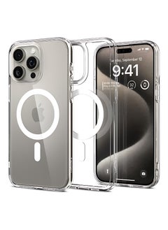 Buy AJYAL Clear Magnetic Case for iPhone 15 Pro  [Magnetic Wireless Charging] Shockproof Phone Bumper Case, Anti-Scratch Classic Hybrid Case for iPhone 15 Pro  [Clear Back] in UAE