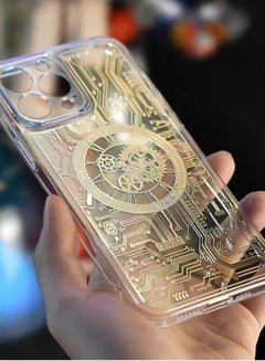 Buy MagSafe Magnetic Case for iPhone 12 Pro Max Punk Mechanical Transparent Gold Phone Case in UAE