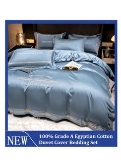Buy 100% Pure Cotton Duvet  Cover Sets 4 Pieces,Texture Breathable Ultra Soft Luxury Bedding Set with Bed Sheet Bedspread Pillow （220*240CM） in Saudi Arabia