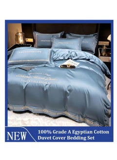 Buy 100% Pure Cotton Duvet  Cover Sets 4 Pieces,Texture Breathable Ultra Soft Luxury Bedding Set with Bed Sheet Bedspread Pillow （220*240CM） in Saudi Arabia