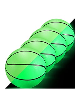 Buy Glow in the Dark Mini Basketball, 4 Pcs Inflatable Indoor Outdoor Small Basketball Toy Mini Cute Bouncy Ball for Kids, with Pump, 5 inches in UAE