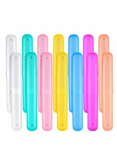 اشتري Plastic Toothbrush Box Set Storage Holder with Head Cover - 14 Pieces في الامارات