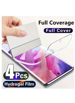 Buy 4-Pieces Hydrogel Film Mobile Phone Screen Protectors,  HYDROGEL Aqua  Protective Screen Protector Full Mobile Screen Flexible Cover for Samsung Galaxy S24 Ultra. (6.8 inches, Not Tempered Glass) in UAE