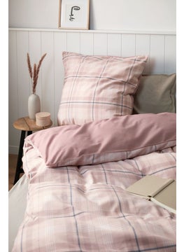 اشتري Single Flannel Checkered Print Duvet Set, Peach Combo في الامارات