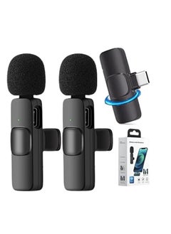 اشتري K9 Wireless Microphone Dual Omnidirectional Recording Clip Mic with Receiver for Type-C Lightning Camera Laptop for Vlogging YouTube Online Class Zoom Call في مصر