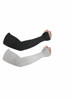 اشتري Sun UV Protection Cooling Arm Sleeves, 2 Pairs UPF 50 Arm Cover With Thumb Holes, Arm Sun Sleeves Compression UV Protection Cooling, Cycling, Driving, Golf, Running for Men & Women في الامارات