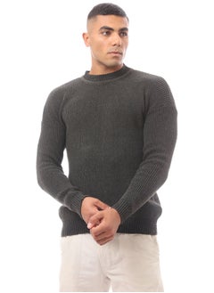 Buy Olive Green Mock Neck Acrylic Pullover in Egypt