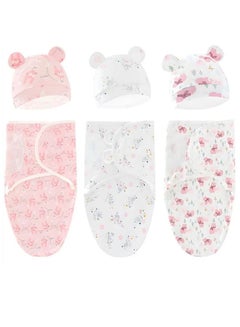 Buy 6 PCS Baby Swaddle Blanket Wrap Cap Set Newborn Infant Sleep Sack With Caps 100% Breathable Cotton 0-6 Month in UAE