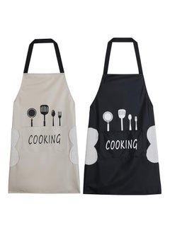 Buy 2 Pack Kitchen Apron with Hand Wipe,Water-drop Resistant,Cooking Bib Aprons in UAE