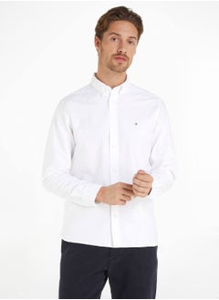 Buy Men's Oxford Dobby Regular Fit Shirt - Cotton, White in Saudi Arabia