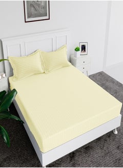 Buy Fitted Bed Sheet +2Pcs Pillow Covers, King/Queen/Double/Single Sizes, Color Cream in UAE