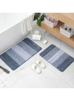 Buy 2 Pieces Ombre Bath Rug Set Bathroom Rugs, Non Slip Ultra Soft and Water Absorbent Bath Carpet, Machine Washable Quick Dry Bedroom Floor Mat Living Rug Blue in Saudi Arabia