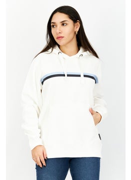 اشتري Women Brand Logo Hooded Fleece Sweatshirt, White في السعودية