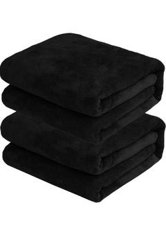 Buy 2-Piece Microfiber Bath Towel 70*140cm Black, Soft, Durable, Super Absorbent and Fast Drying in UAE