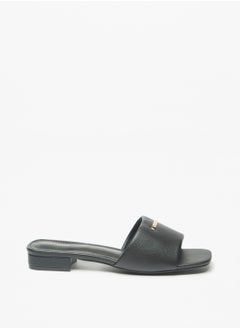 Buy Womens Logo Detail Slip On Sandals With Block Heels By Shoexpress in Saudi Arabia