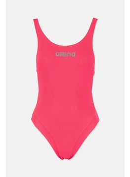 اشتري Women Brand Logo Open Back One,Piece Swimwear, Pink في السعودية