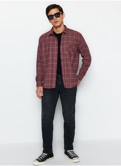 اشتري Claret Red Regular Fit Single Pocket Winter Lumberjack Checkered Shirt TMNAW21GO0422 في مصر