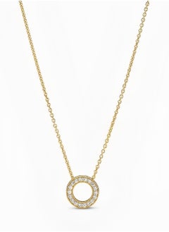 Buy Pandora Logo Pave Circle Necklace - 14k Gold and Cubic Zirconia - 17.7 Inches in UAE